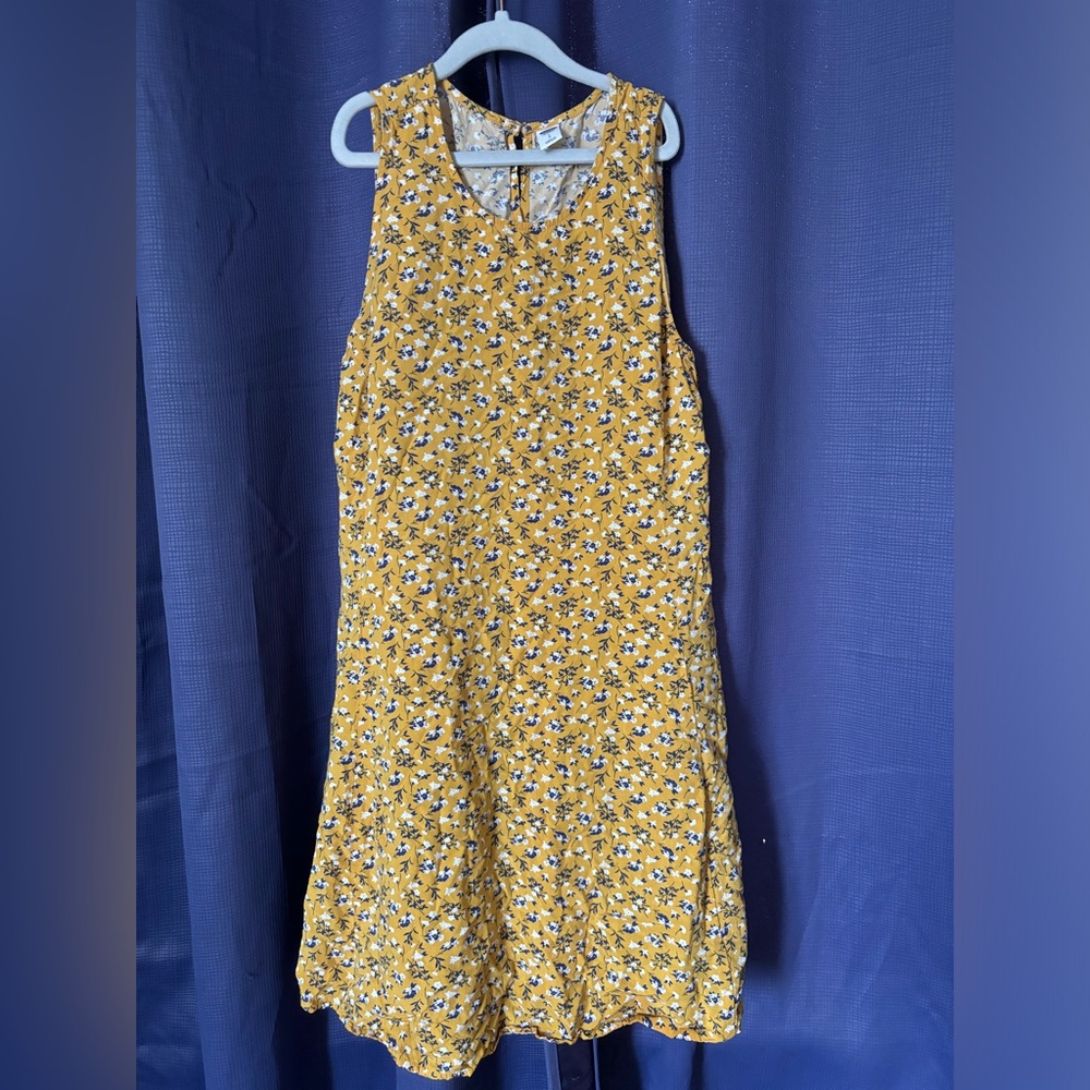 Old Navy Yellow High Neck Floral Dress